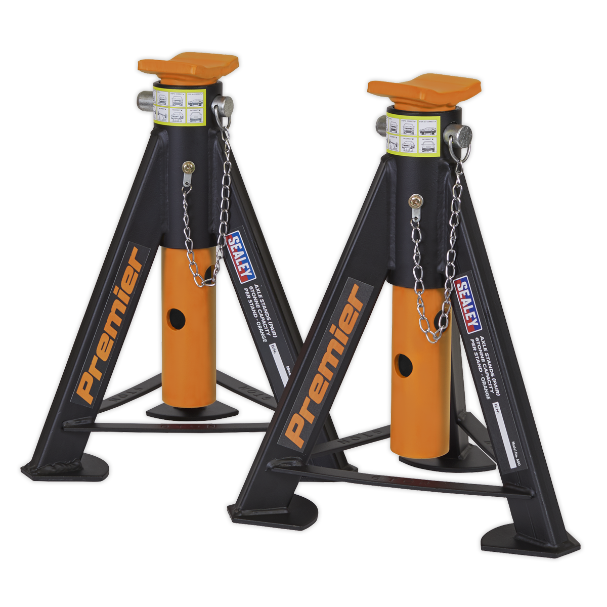 Axle Stands (Pair) 6tonne Capacity per Stand Orange Multimax Direct