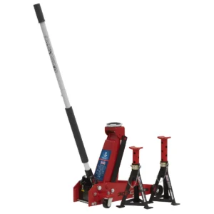 Standard Chassis Trolley Jack 3 Tonne with Axle Stands (Pair) 3 Tonne Capacity per Stand
