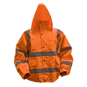 Worksafe® Hi-Vis Orange Jacket with Quilted Lining, Elasticated Waist & Cuffs – Large