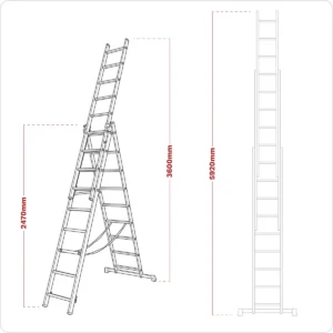 Extension Combination Ladder 3 x 9 Aluminium – EN 131