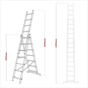 Extension Combination Ladder 3 x 7 Aluminium – EN 131