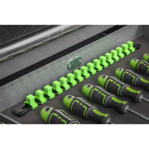 Premier Socket Retaining Rail with 16 Clips 1/2″Sq Drive – Hi-Vis Green