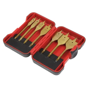 Titanium Coated Flat Wood Drill Bit Set 7pc
