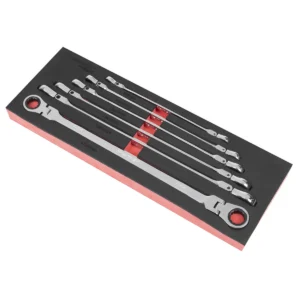 Premier Extra-Long Flexi-Head Double End Ratchet Ring Spanner Set 6pc