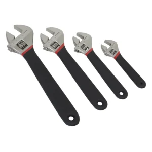 Premier Adjustable Wrench Set Ni-Fe Finish 4pc