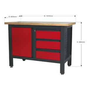 Workbench with 3 Drawers & Cupboard