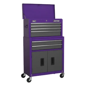 American PRO® Topchest & Rollcab Combination 6 Drawer with 170pc Tool Kit – Purple/Grey