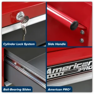 American PRO® Rollcab 5 Drawer – Red/Grey
