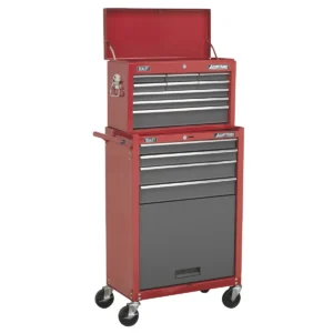 American PRO® Topchest & Rollcab Combination 13 Drawer – Red/Grey