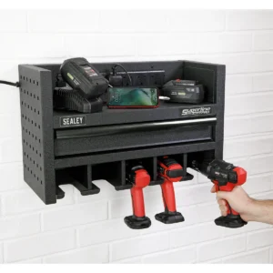 Superline PRO® Power Tool Storage Rack with Drawer & Power Bar