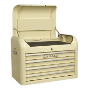 Premier™ Retro Style Topchest, Mid-Box Tool Chest & Rollcab Combination 10 Drawer – Cream