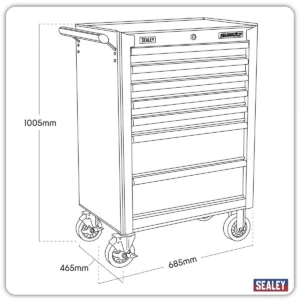 Superline PRO® Rollcab 7 Drawer – Red