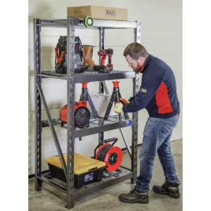 Heavy-Duty Racking Unit with 4 Mesh Shelves 640kg Capacity Per Level