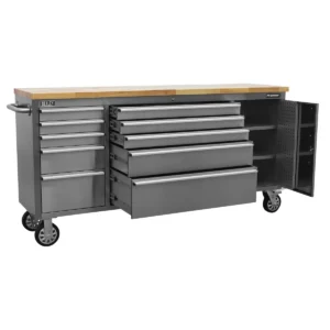 Premier™ Mobile Stainless Steel Tool Cabinet & Cupboard 10 Drawer