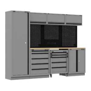 Superline PRO® Black Edition Storage System with Rubber Wood Worktop 2.64m