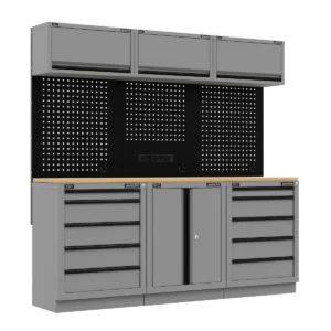 Superline PRO® Black Edition Storage System with Rubber Wood Worktop 2.04m
