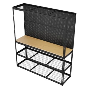 Heavy-Duty Modular Workbench with Racking & Pegboard 300kg Capacity Per Level