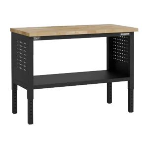 Superline PRO® Modular Workbench with 4 Drawers & Cupboard Wooden Worktop 1265mm