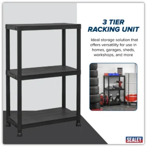 Plastic Racking Unit with 3 Shelves 25kg Capacity Per Level
