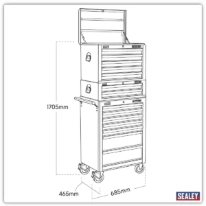 Superline PRO® Topchest, Mid-Box Tool Chest & Rollcab Combination 14 Drawer – Orange