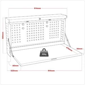 Superline PRO® Wall Mounting Foldable Workbench 900mm