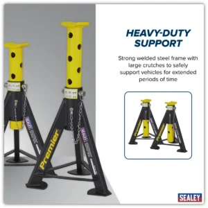 Premier Axle Stands (Pair) 6 Tonne Capacity per Stand – Yellow