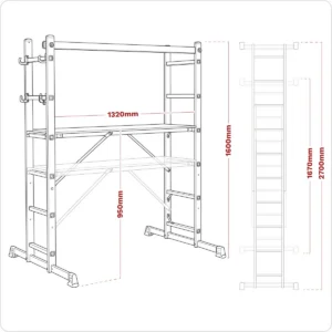 Scaffold Ladder 4-Way Aluminium – EN 131