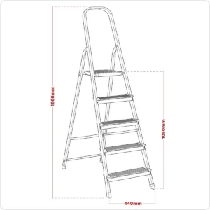 Step Ladder 5-Tread Aluminium – EN 131