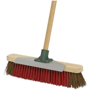 Heavy-Duty Stiff/Hard Bristle Broom with Scraper 16″(405mm)
