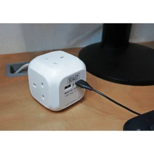 1.4m Extension Cable Cube 4 x 230V & 2 x USB – White