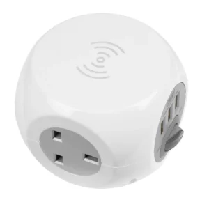 1.4m Extension Cable Cube & Wireless Charging Pad 3 x 230V & 3 x USB