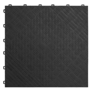 Polypropylene Floor Tile 400 x 400mm, Black Treadplate – Pack of 9