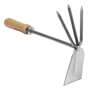 Premier  2-in-1 Hoe and Cultivator with Ash Handle & Stainless Steel Tines/Blade