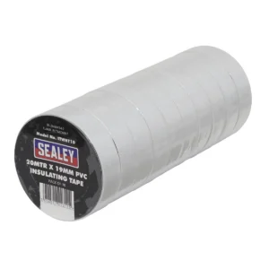 PVC Insulating Tape 19mm x 20m, White – Pack of 10