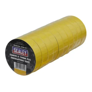 PVC Insulating Tape 19mm x 20m, Yellow – Pack of 10