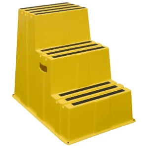 Heavy-Duty 3-Step Safety Steps with Anti-Slip Treads 150kg Capacity, Yellow – EN 14183