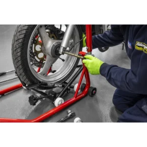 Motorcycle Wheel Adjustable Support with Rollers