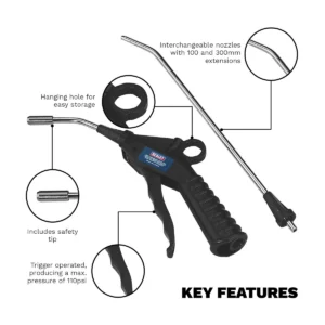 Air Blow Gun Kit with 1/4″BSP Air Inlet & Safety Nozzle 4pc