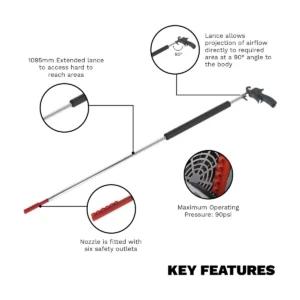 Air Blow Gun 1095mm with Side Outlet 1/4″BSP Air Inlet