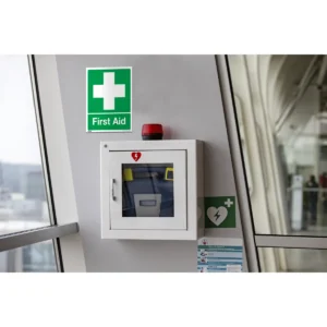 Worksafe® First Aid Safety Sign, Self-Adhesive Vinyl – Pack of 10