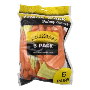 Worksafe® Super Grip Knitted Gloves with Latex Palm, Large – Pack of 6 Pairs