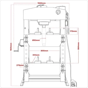 Premier Heavy-Duty Air/Hydraulic Floor Type Press with Foot Pedal 75 Tonne