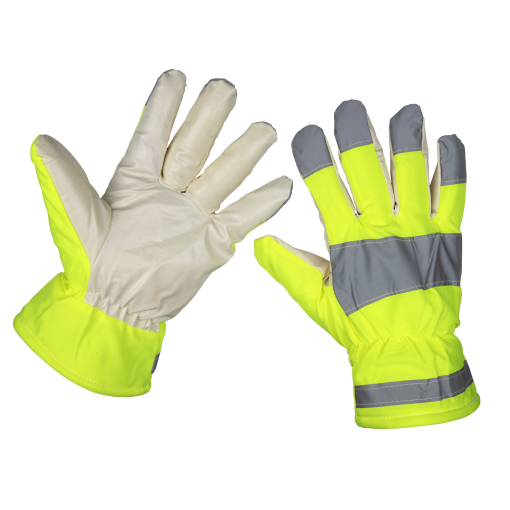 Yellow Hi-Vis Warm Hand-Gloves – One-Size Pair