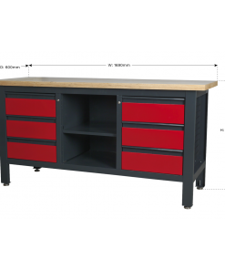 Workstation with 6 Drawers & Open Storage