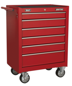 Rollcab 6 Drawer with Ball-Bearing Slides - Red