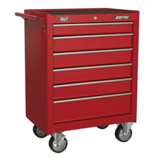 Rollcab 6 Drawer with Ball-Bearing Slides – Red