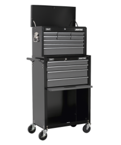 Topchest & Rollcab Combination 13 Drawer with Ball-Bearing Slides - Black/Grey