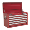 Topchest 5 Drawer with Ball-Bearing Slides - Red