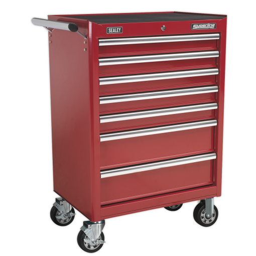 Rollcab 7 Drawer with Ball-Bearing Slides – Red