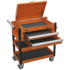 Heavy-Duty Mobile Tool & Parts Trolley 2 Drawers & Lockable Top – Orange